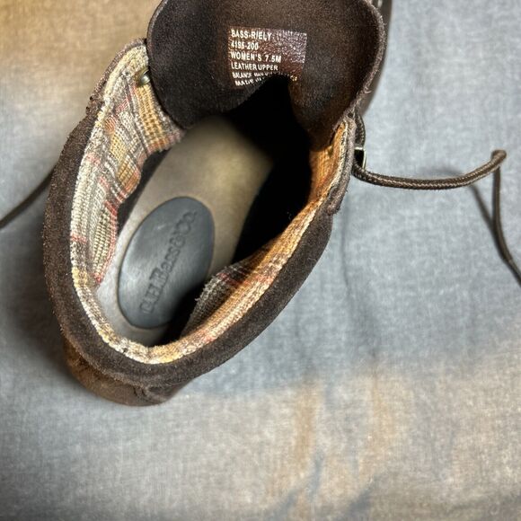 GH BASS & Co Riely Brown Leather Suede Casual Moccasins Hiking Boots W 7-1/2 - Picture 3 of 9